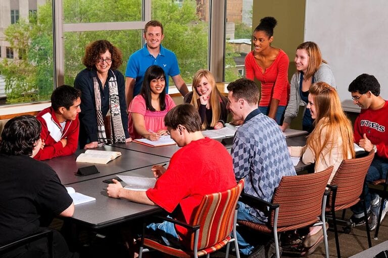 Students and Professor in classroom - Rutgers Business School-Camden